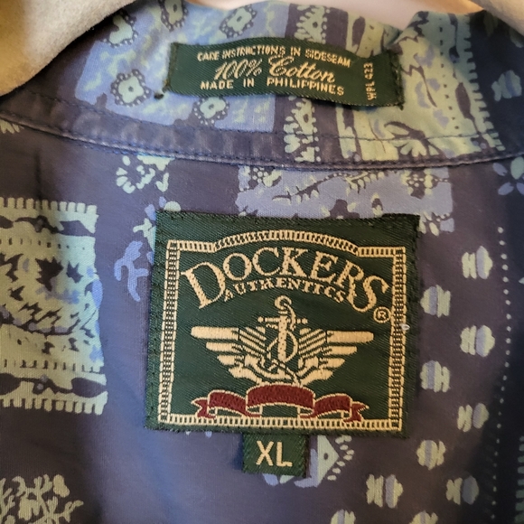 Dockers Blue Bandana Print Short Sleeve Button Down Shirt - Picture 5 of 5